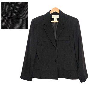 Norton Black Pin-Dot Single-Button Blazer Size 8 Career Professional Church